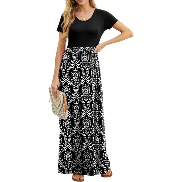 GRECERELLE Women's Short Sleeve Maxi Dresses Casual Long Dresses with Pockets