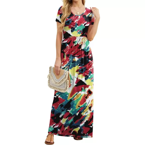 GRECERELLE Women's Short Sleeve Maxi Dresses Casual Long Dresses with Pockets