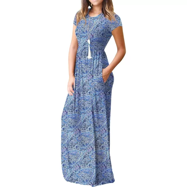 GRECERELLE Women's Short Sleeve Maxi Dresses Casual Long Dresses with Pockets