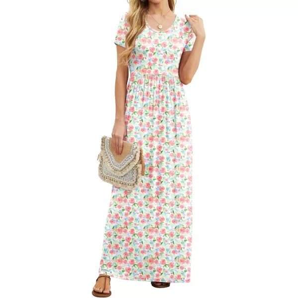 GRECERELLE Women's Short Sleeve Maxi Dresses Casual Long Dresses with Pockets
