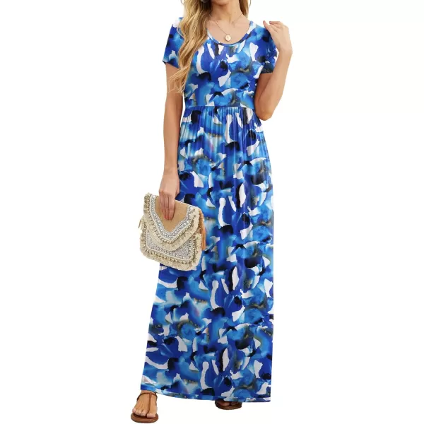 GRECERELLE Women's Short Sleeve Maxi Dresses Casual Long Dresses with Pockets