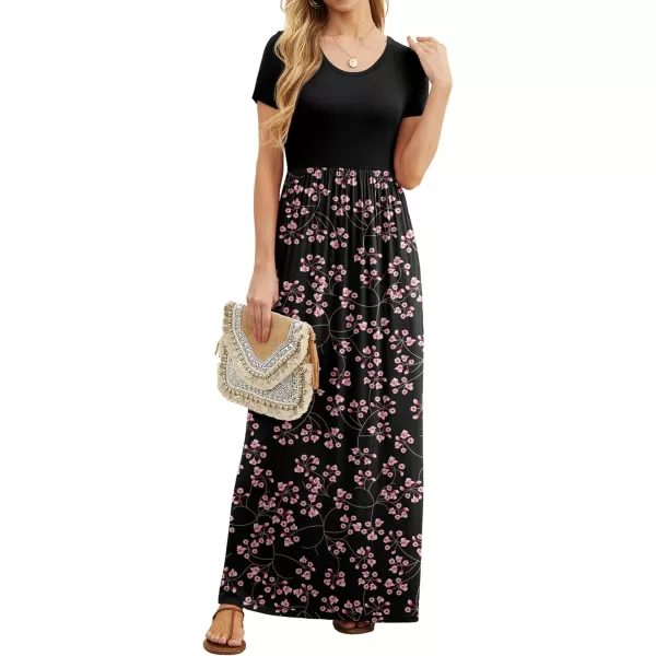 GRECERELLE Women's Short Sleeve Maxi Dresses Casual Long Dresses with Pockets