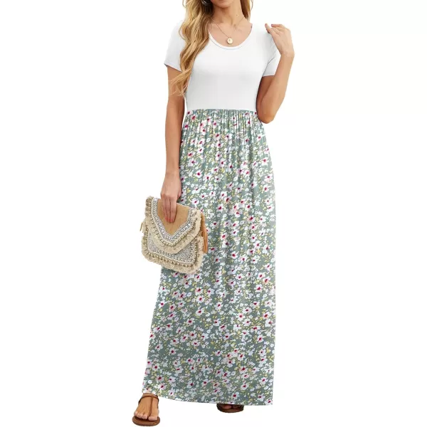 GRECERELLE Women's Short Sleeve Maxi Dresses Casual Long Dresses with Pockets