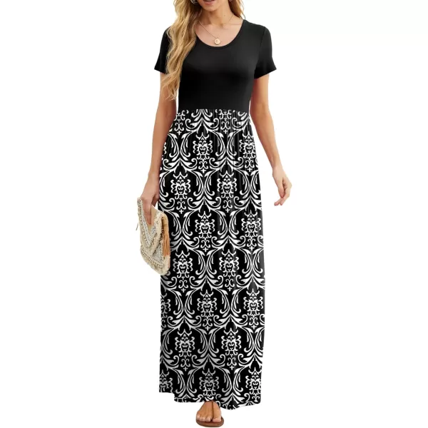 GRECERELLE Women's Short Sleeve Maxi Dresses Casual Long Dresses with Pockets