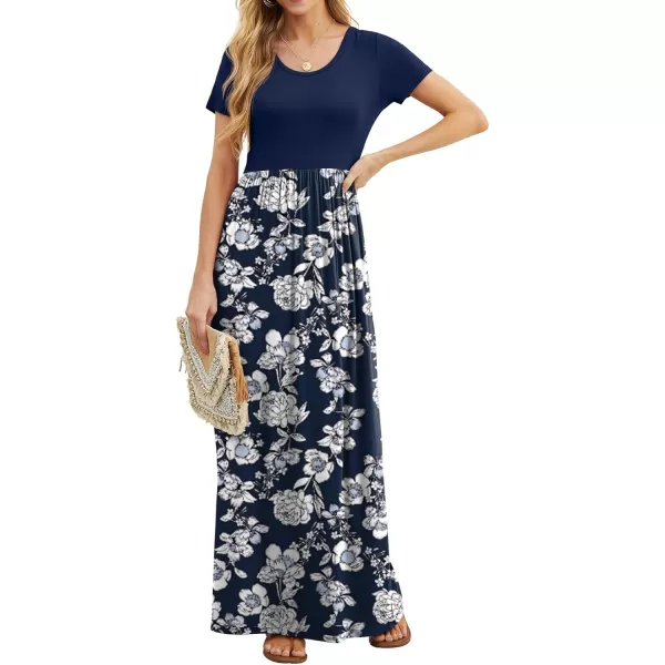 GRECERELLE Women's Short Sleeve Maxi Dresses Casual Long Dresses with Pockets