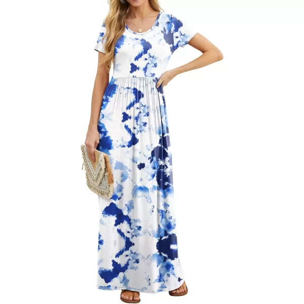 GRECERELLE Women's Short Sleeve Maxi Dresses Casual Long Dresses with Pockets
