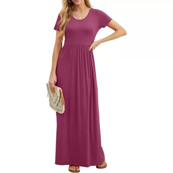 GRECERELLE Women's Short Sleeve Maxi Dresses Casual Long Dresses with Pockets