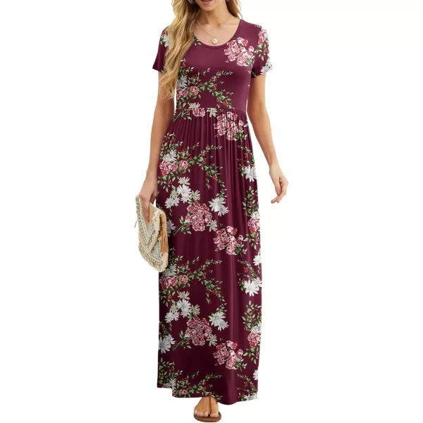 GRECERELLE Women's Short Sleeve Maxi Dresses Casual Long Dresses with Pockets