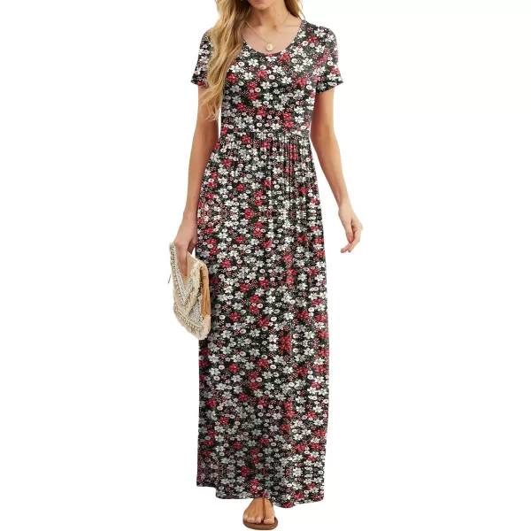 GRECERELLE Women's Short Sleeve Maxi Dresses Casual Long Dresses with Pockets