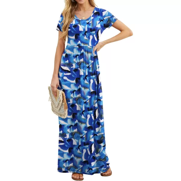 GRECERELLE Women's Short Sleeve Maxi Dresses Casual Long Dresses with Pockets