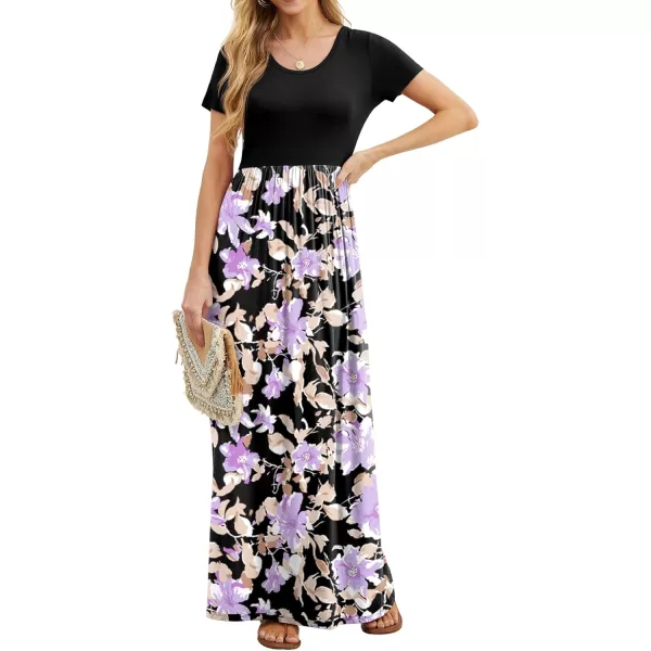 GRECERELLE Women's Short Sleeve Maxi Dresses Casual Long Dresses with Pockets