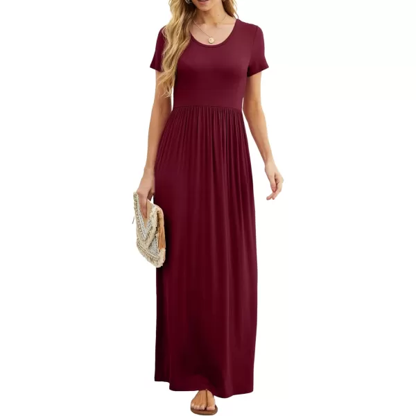 GRECERELLE Women's Short Sleeve Maxi Dresses Casual Long Dresses with Pockets