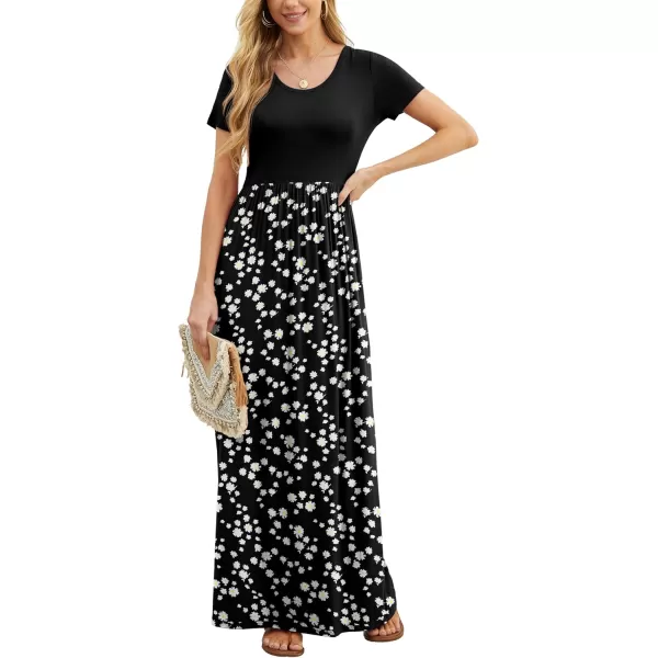 GRECERELLE Women's Short Sleeve Maxi Dresses Casual Long Dresses with Pockets