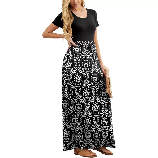 GRECERELLE Women's Short Sleeve Maxi Dresses Casual Long Dresses with Pockets