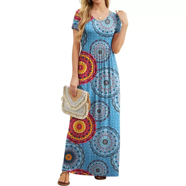 GRECERELLE Women's Short Sleeve Maxi Dresses Casual Long Dresses with Pockets