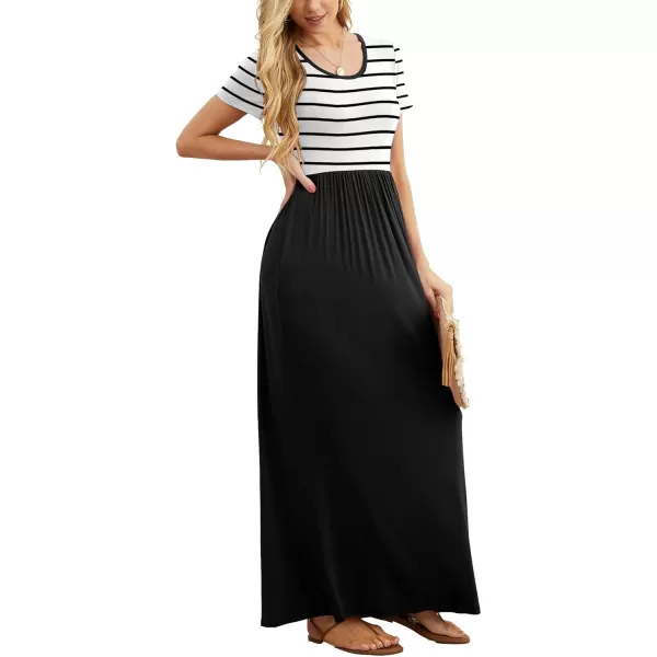 GRECERELLE Women's Short Sleeve Maxi Dresses Casual Long Dresses with Pockets