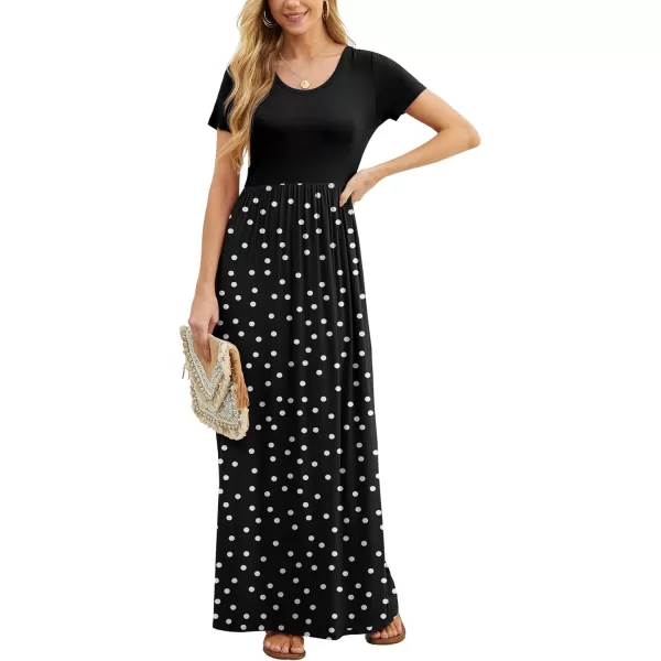 GRECERELLE Women's Short Sleeve Maxi Dresses Casual Long Dresses with Pockets