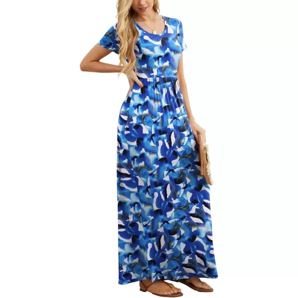 GRECERELLE Women's Short Sleeve Maxi Dresses Casual Long Dresses with Pockets