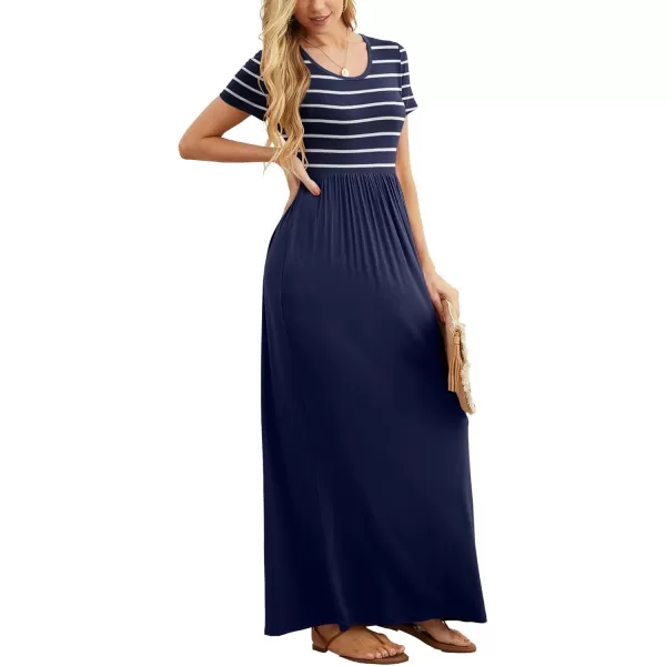 GRECERELLE Women's Short Sleeve Maxi Dresses Casual Long Dresses with Pockets