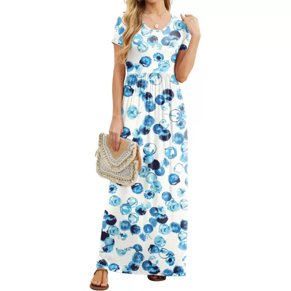 GRECERELLE Women's Short Sleeve Maxi Dresses Casual Long Dresses with Pockets
