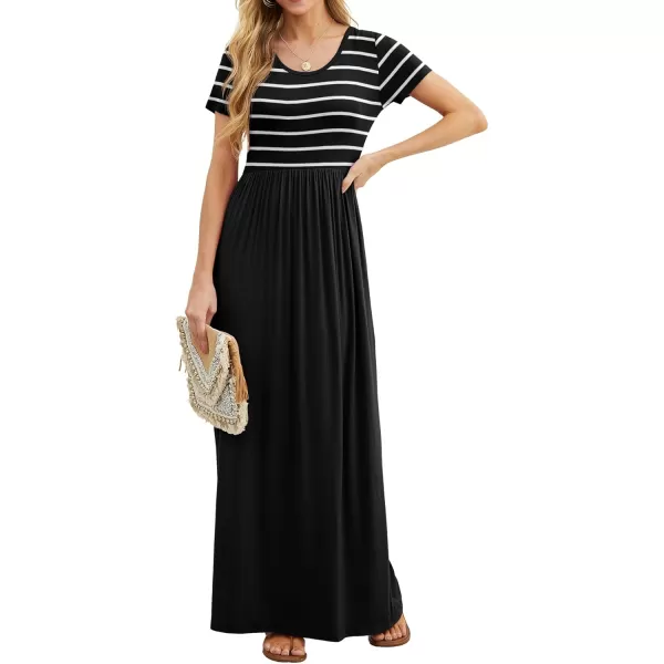 GRECERELLE Women's Short Sleeve Maxi Dresses Casual Long Dresses with Pockets