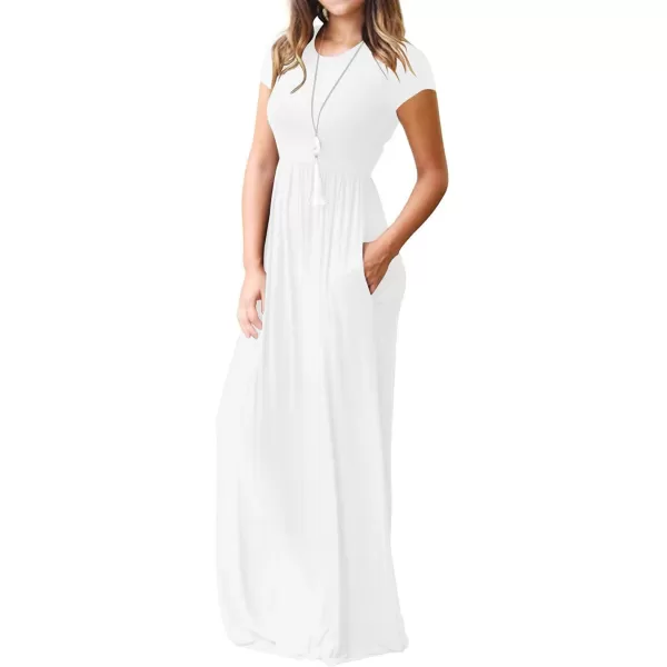 GRECERELLE Women's Short Sleeve Maxi Dresses Casual Long Dresses with Pockets