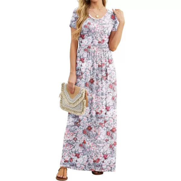 GRECERELLE Women's Short Sleeve Maxi Dresses Casual Long Dresses with Pockets