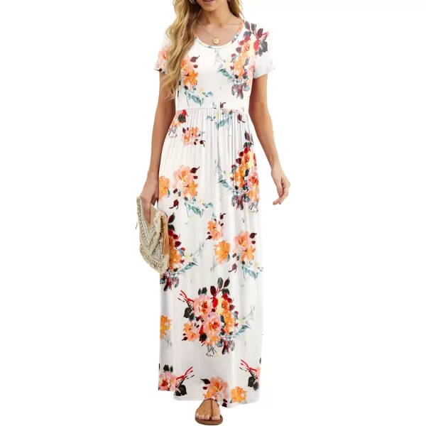 GRECERELLE Women's Short Sleeve Maxi Dresses Casual Long Dresses with Pockets