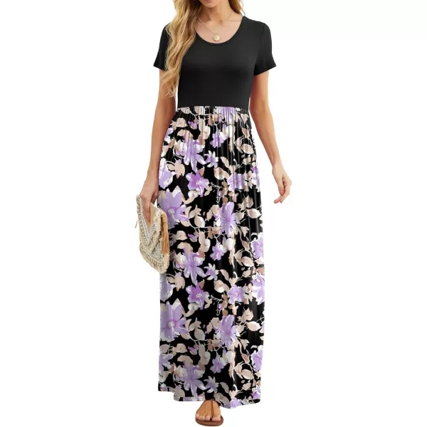 GRECERELLE Women's Short Sleeve Maxi Dresses Casual Long Dresses with Pockets