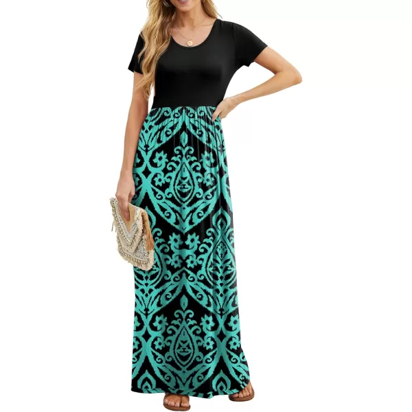 GRECERELLE Women's Short Sleeve Maxi Dresses Casual Long Dresses with Pockets