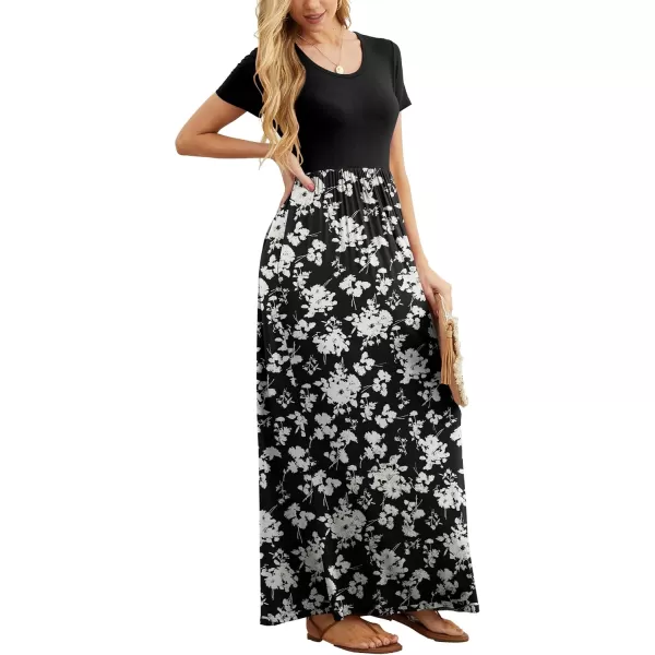 GRECERELLE Women's Short Sleeve Maxi Dresses Casual Long Dresses with Pockets