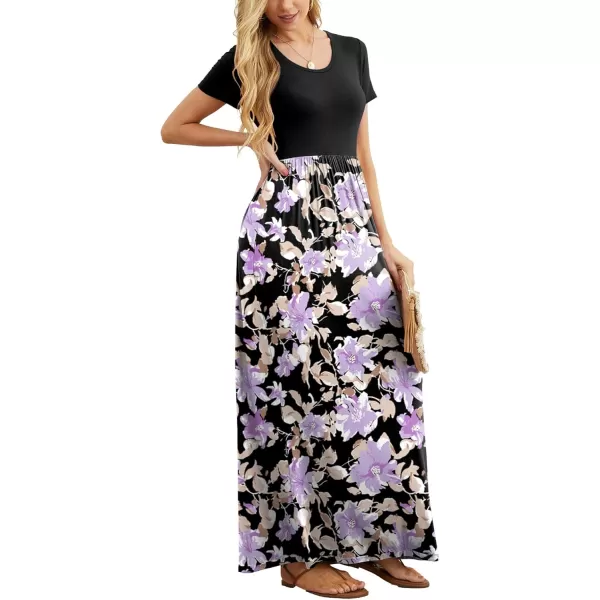 GRECERELLE Women's Short Sleeve Maxi Dresses Casual Long Dresses with Pockets