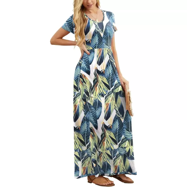 GRECERELLE Women's Short Sleeve Maxi Dresses Casual Long Dresses with Pockets
