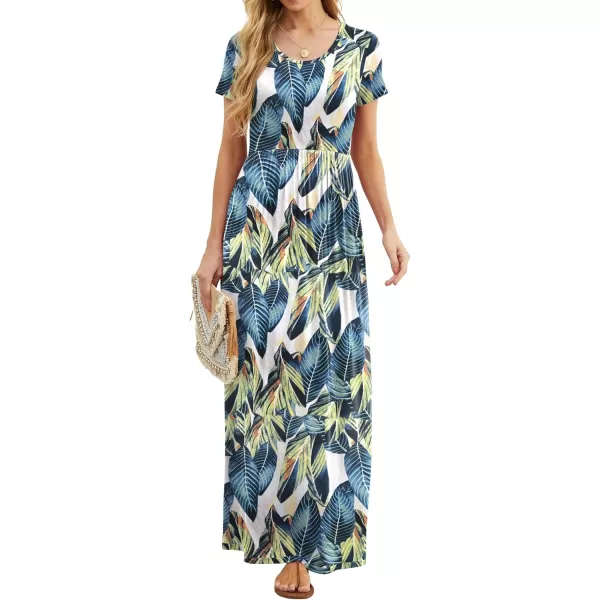 GRECERELLE Women's Short Sleeve Maxi Dresses Casual Long Dresses with Pockets