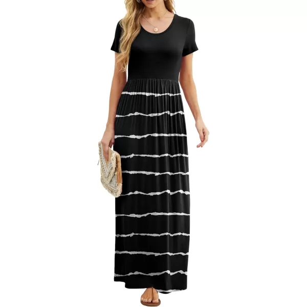 GRECERELLE Women's Short Sleeve Maxi Dresses Casual Long Dresses with Pockets