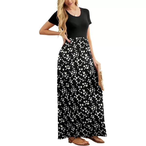 GRECERELLE Women's Short Sleeve Maxi Dresses Casual Long Dresses with Pockets