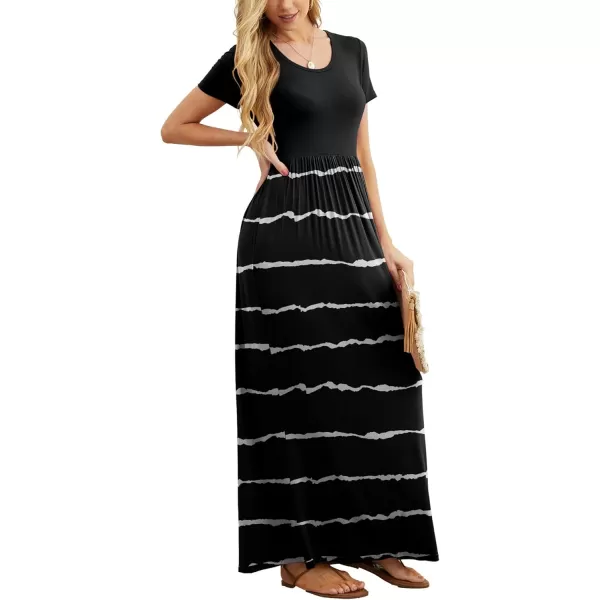 GRECERELLE Women's Short Sleeve Maxi Dresses Casual Long Dresses with Pockets