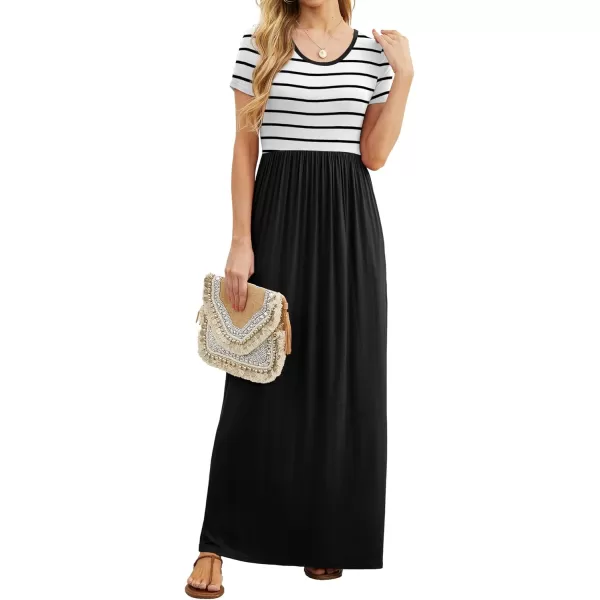 GRECERELLE Women's Short Sleeve Maxi Dresses Casual Long Dresses with Pockets