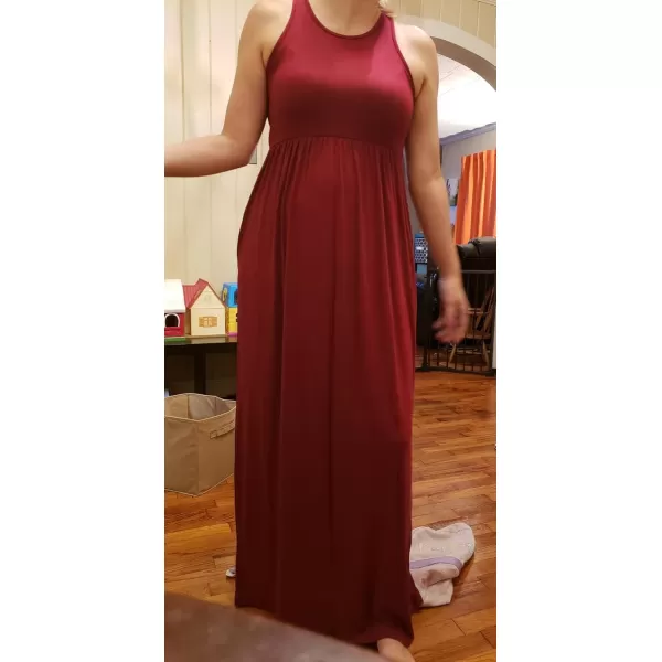 GRECERELLE Women's Sleeveless Racerback Maxi Dress Floral Print Casual Long Dresses with Pockets