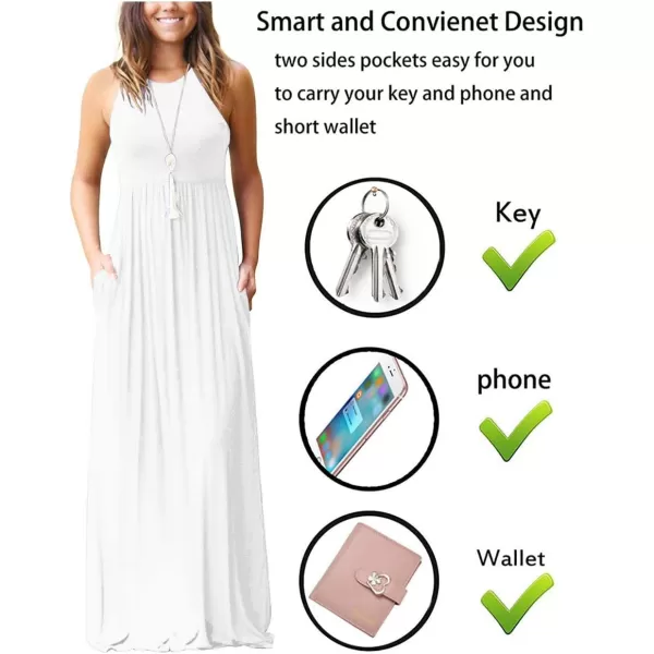 GRECERELLE Women's Sleeveless Racerback Maxi Dress Floral Print Casual Long Dresses with Pockets