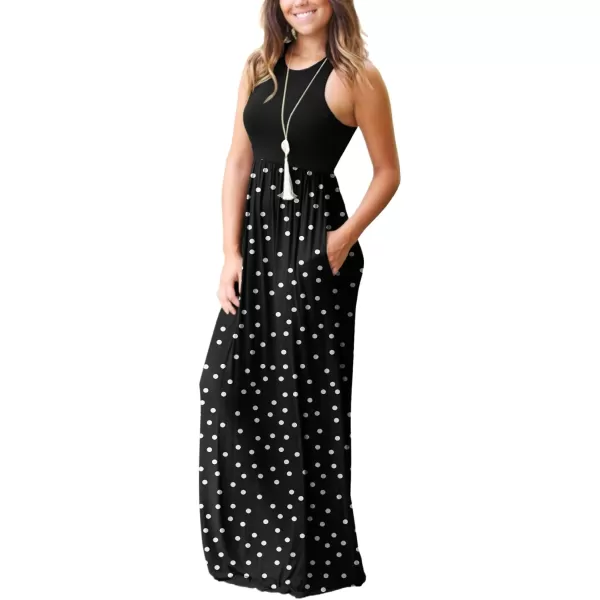 GRECERELLE Women's Sleeveless Racerback Maxi Dress Floral Print Casual Long Dresses with Pockets