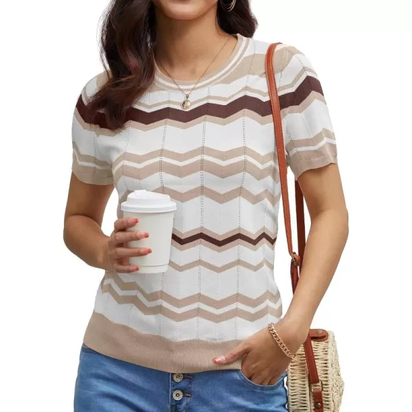 GRECERELLE Summer Tops for Women 2024 Short Sleeve Knit Casual Tops Soft Crew Neck Pullover