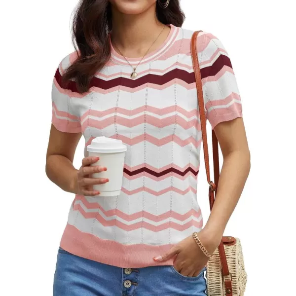 GRECERELLE Summer Tops for Women 2024 Short Sleeve Knit Casual Tops Soft Crew Neck Pullover