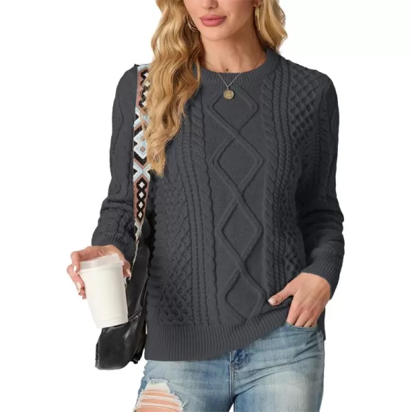 GRECERELLE Women's 2024 Fall &amp; Winter Fashion Sweater Crewneck Long Sleeve Cable Knit Chunky Vintage Casual Pullover Tops