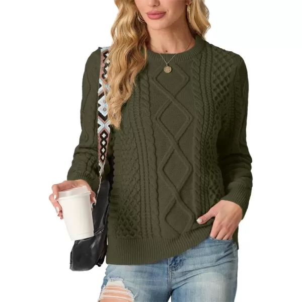 GRECERELLE Women's 2024 Fall &amp; Winter Fashion Sweater Crewneck Long Sleeve Cable Knit Chunky Vintage Casual Pullover Tops