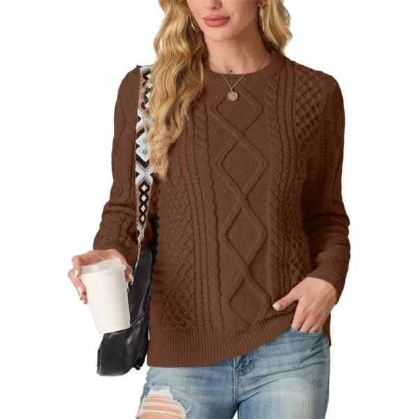 GRECERELLE Women's 2024 Fall &amp; Winter Fashion Sweater Crewneck Long Sleeve Cable Knit Chunky Vintage Casual Pullover Tops