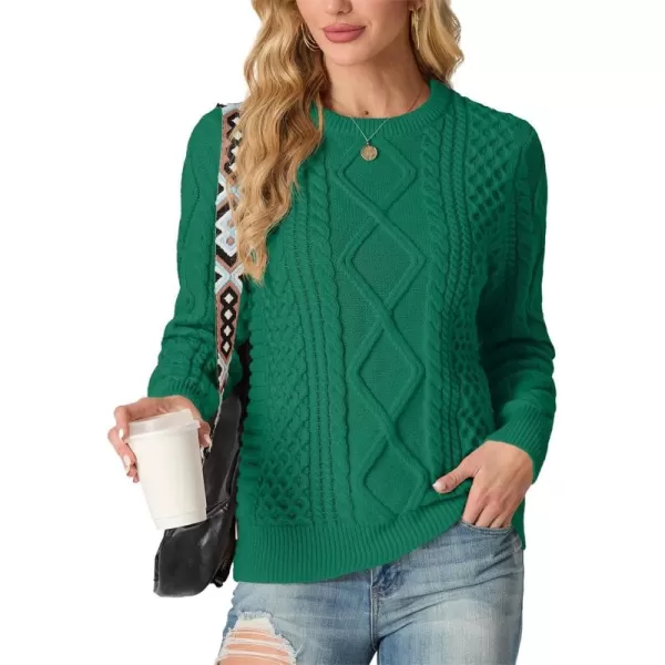 GRECERELLE Women's 2024 Fall &amp; Winter Fashion Sweater Crewneck Long Sleeve Cable Knit Chunky Vintage Casual Pullover Tops