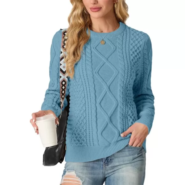 GRECERELLE Women's 2024 Fall &amp; Winter Fashion Sweater Crewneck Long Sleeve Cable Knit Chunky Vintage Casual Pullover Tops