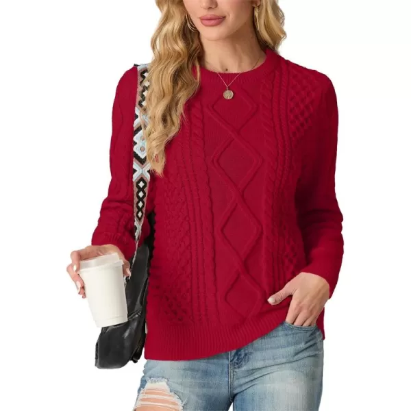 GRECERELLE Women's 2024 Fall &amp; Winter Fashion Sweater Crewneck Long Sleeve Cable Knit Chunky Vintage Casual Pullover Tops