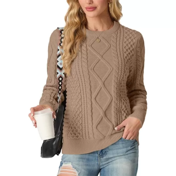 GRECERELLE Women's 2024 Fall &amp; Winter Fashion Sweater Crewneck Long Sleeve Cable Knit Chunky Vintage Casual Pullover Tops